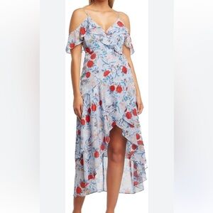 Bardot Floral‎ Highlow Blue Ruffle Floral Dress